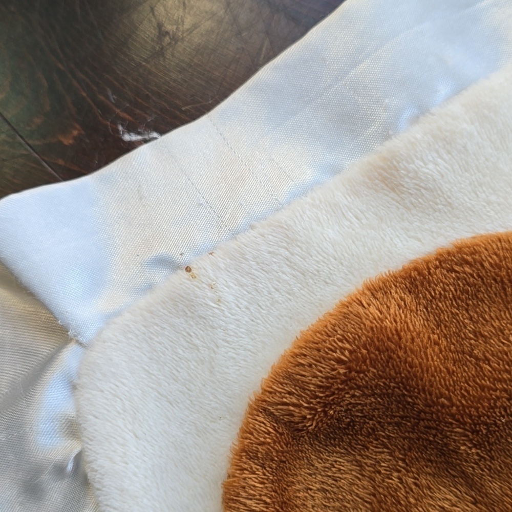 Horse Security Blanket Lovey Soft Plush Brown White Cream Satin Trim Baby Toy - Picture 4 of 5
